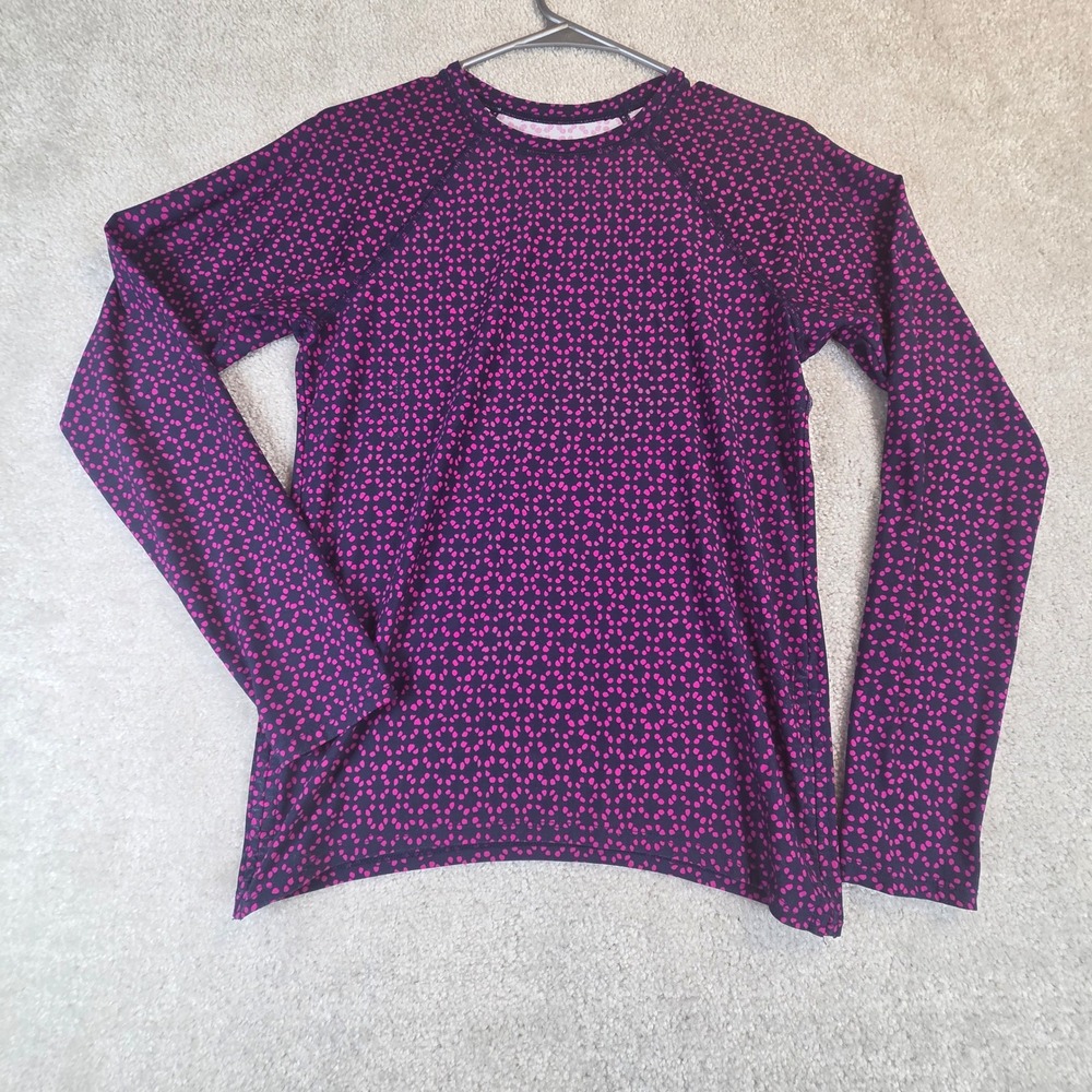 Title Nine Womens Long Sleeve Performance Top Purple Pink Geometric Dot Medium